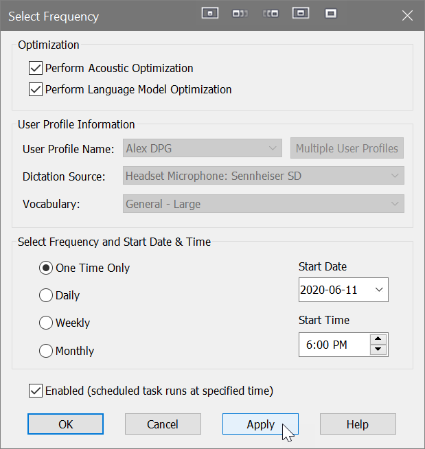 Dragon accuracy tuning scheduler select frequency