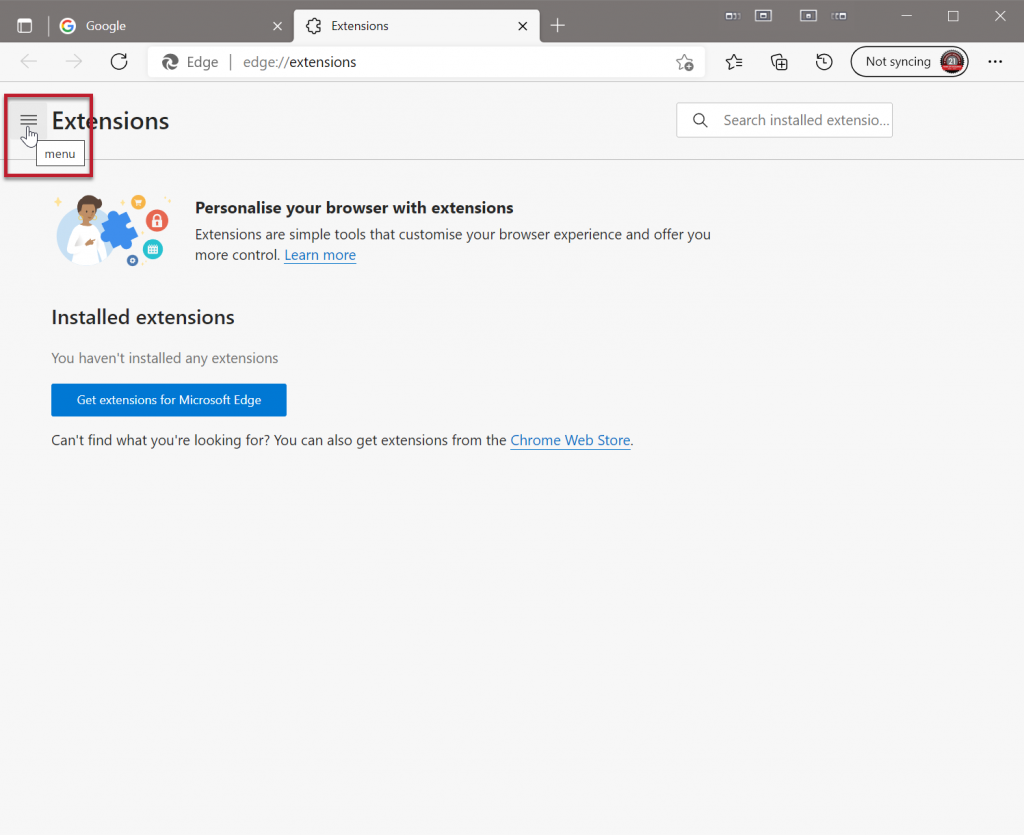 Installing Google Chrome's DMO Extension in Microsoft Edge