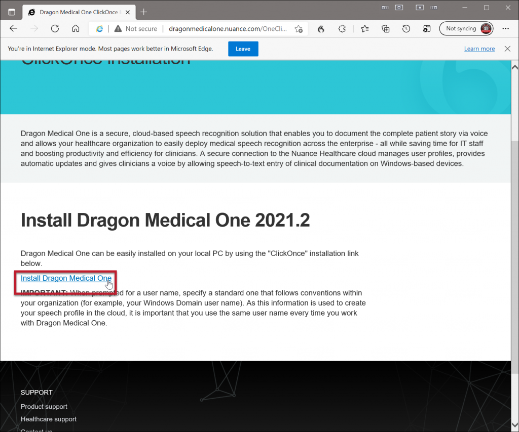 Quickly load Dragon Medical One Extension for Microsoft Edge