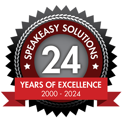 Speakeasy Solutions 24 year anniversary badge